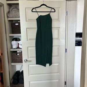 Beginning Boutique Forest Green Spaghetti-Strap Midi Dress